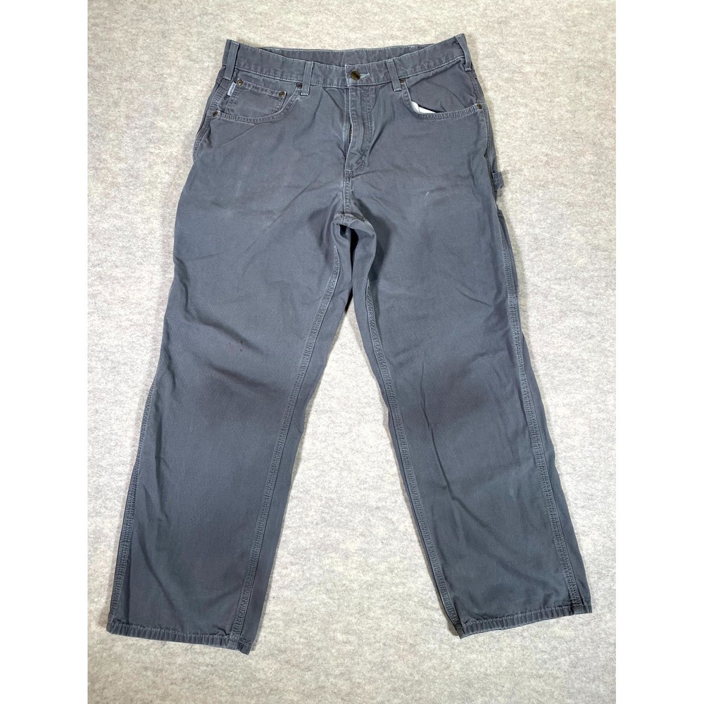 Carhartt Authentic Loose Fit Carpenter Work Pants Mens‎ 34x30 Gray Straight Leg